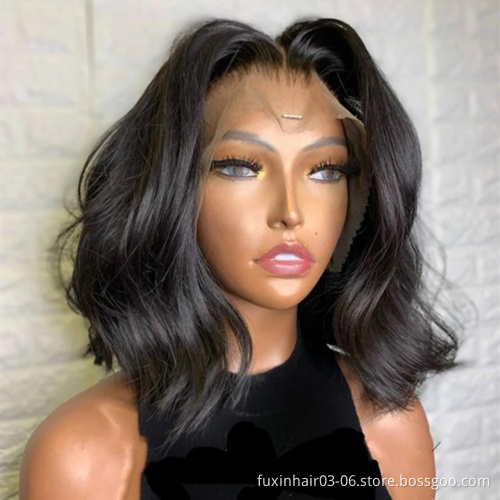 Wholesale Cheap Raw Indian Virgin Body Wave Hd Full Lace Frontal Wig Bob Natural Human Hair Transparent Lace Front Short Wigs